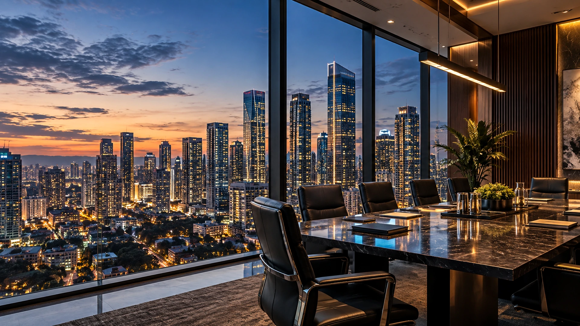 AI-generated premium Philippine city skyline at dusk